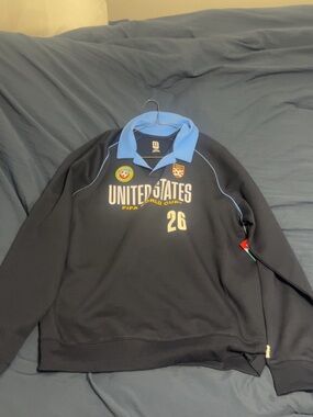 Men's Navy Blue United States FIFA Pullover Sweater with Blue Collar